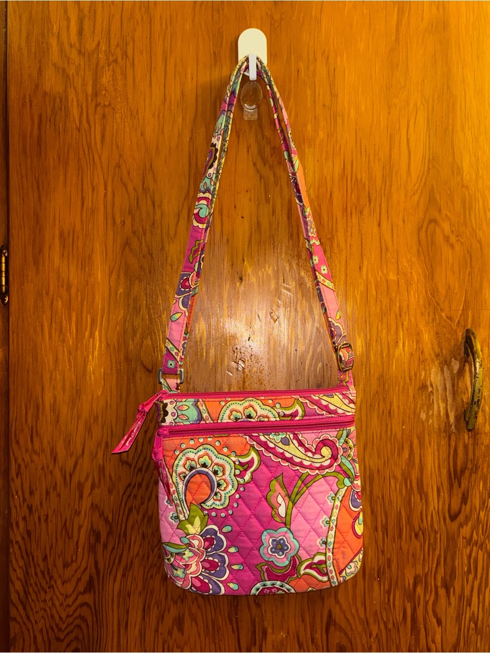 Vera Bradley Pink Swirls Triple Zip Hipster Crossbody Purse RETIRED